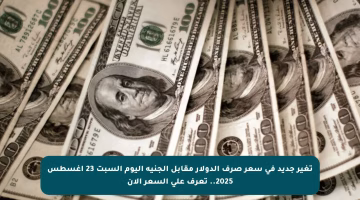 تغير جديد في سعر صرف الدولار مقابل الجنيه اليوم السبت 23 أغسطس 2025.. تعرف على السعر الآن